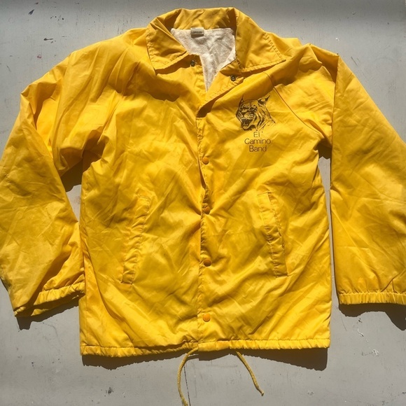 Men's Vintage El Camino Band Windbreaker Yellow Spell-Out S Oceanside 80s USA - Picture 3 of 15
